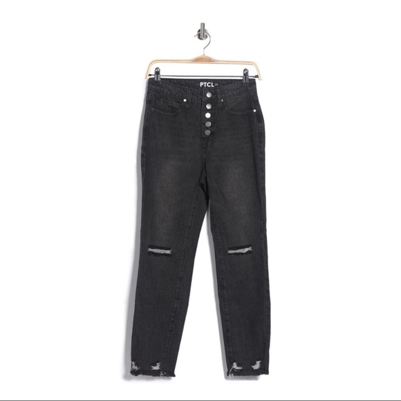 PTCL Button Front Vintage High Rise Jeans Black - Picture 1 of 3